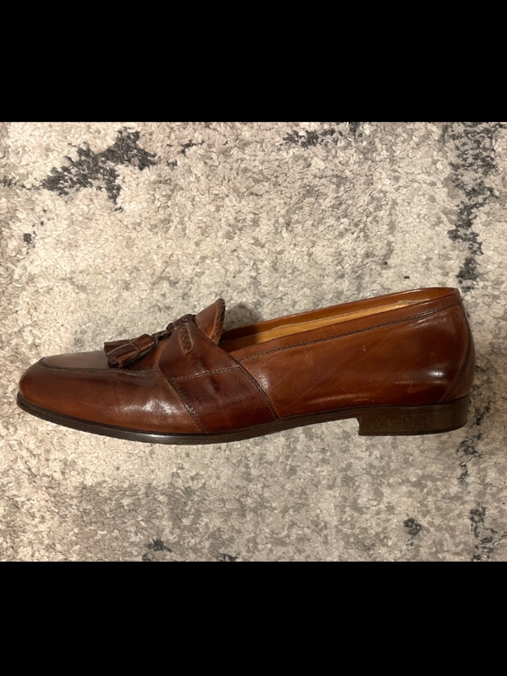 Johnston & Murphy Cellini Italy Men Cognac Brown Leather Tassel Loafers Size 13